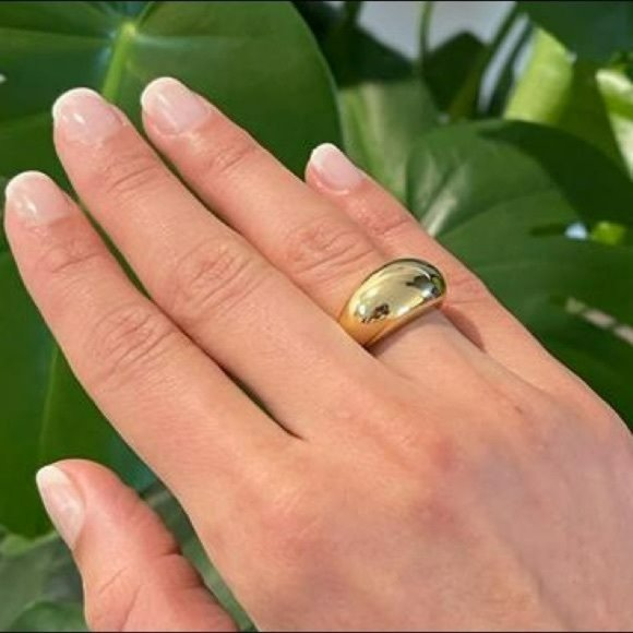Size 7 Womens Gold Plated Retro Smooth Surface Dome Unisex Finger Ring J… - Picture 10 of 10